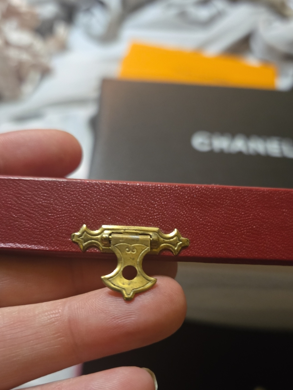Red Cartier Display Box. Vintage. Leather. For Necklace Large 12X12 - Picture 4 of 10